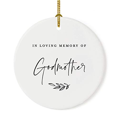 Round Ceramic Porcelain Christmas Tree Ornament Keepsake Collectible Godmother Bereavement Memorial Gift