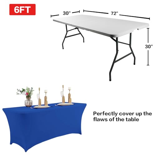 2 Pack 8FT Table Cloth for Rectangular Spandex Royal Blue Cover (2 Count)