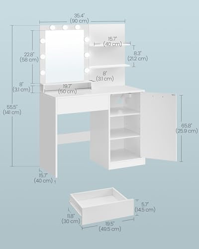 35.4 Inch Vanity Desk Set with Mirror and Lights