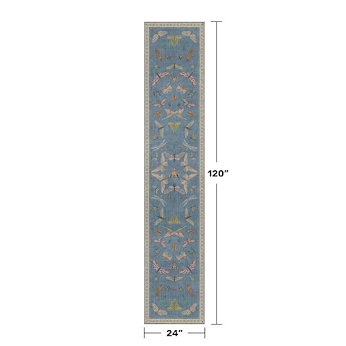 Blue Insect Hallway Runner Rug 2x10 (20 Sq Ft)