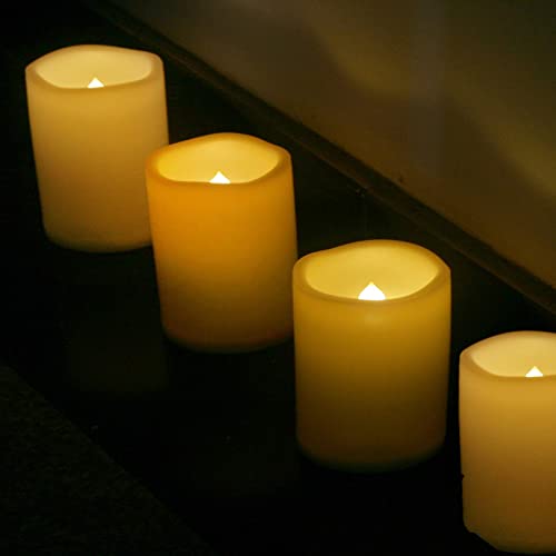 Outdoor Battery Operated Flameless LED Pillar Candles Remote D3”xH4” 6 Pack
