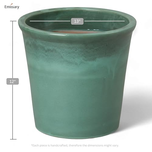 Emissary 13 in. Large Ceramic Floor Planter with Drainage