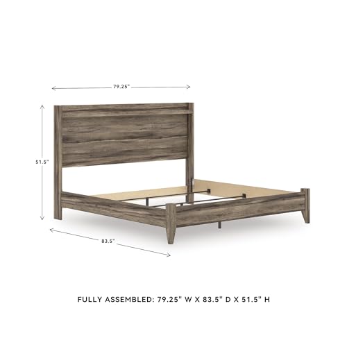 Gray King Bedframe Wood Panel with LED