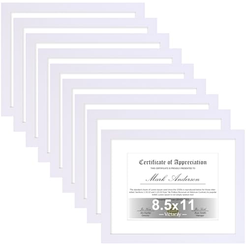 8.5x11 Picture Frames Set of 9 for Wall Mount or Tabletop (9 Count)
