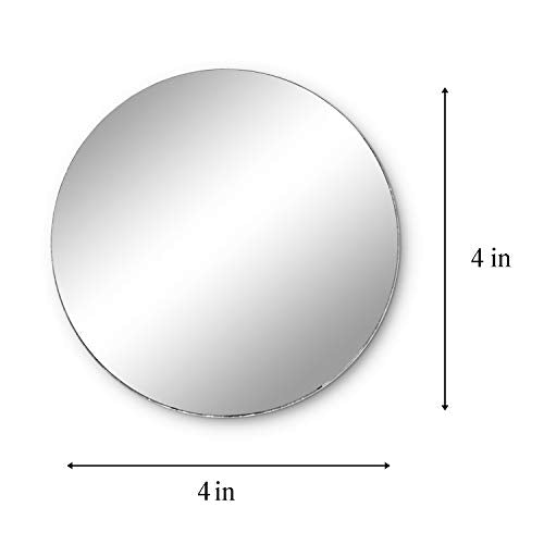 Round 4" Inch Glass Mirror Tiles Circles for DIY Arts & Crafts Projects (50 Count)