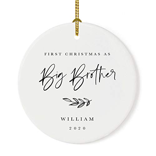 Personalized Sibling Round Ceramic Porcelain Christmas Tree Ornament Keepsake Collectible Gift