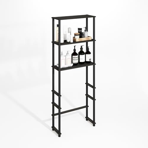 Turn-N-Tube Over The Toilet Storage, 3-Shelf Over The Toilet Organizer, Freestanding Space Saver Bathroom Shelf, for Bathroom Organizers and Storage, Black Espresso