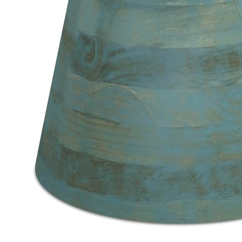 Robbie 16" Wide Solid Wood Round End Table in Teal Wash