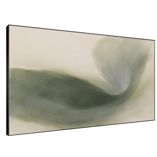 46"x72" Extra Large Framed Wall Art Abstract Green Swirl Soft Fluid Modern Illustration for Home Living Room Bedroom Decor
