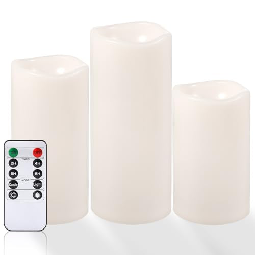 Large Waterproof Flameless Candles 6" 8" 10" x 4" (3 Count)