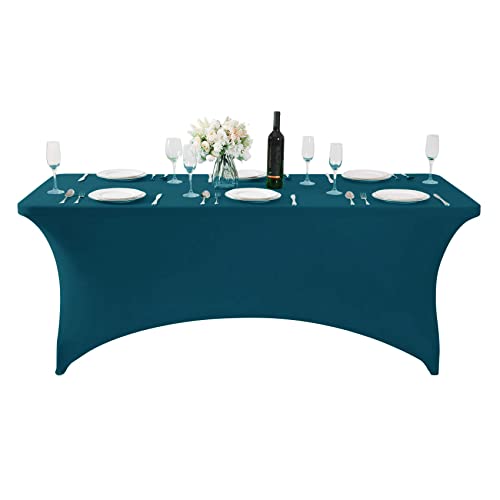 Spandex Table Cover for 6Ft or 4fT or 8ft Table Universal Fitted Stretch Tablecloth for Party