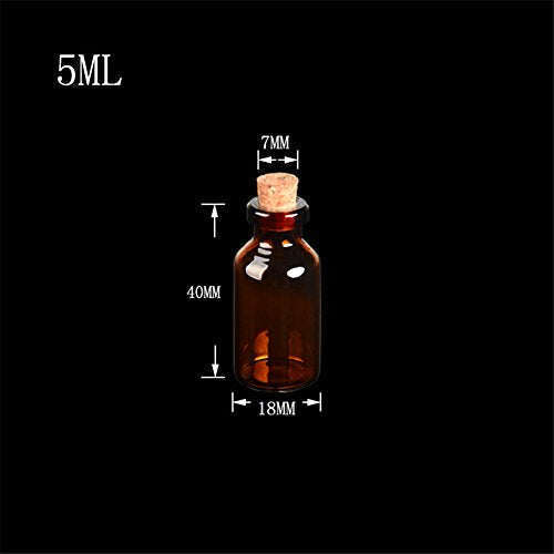 18x40x7mm 5ml Mini Brown Glass Jars with Cork Empty Tiny Glass Jars Gift 5ml Glass Bottles Vials 12units (12 Count)