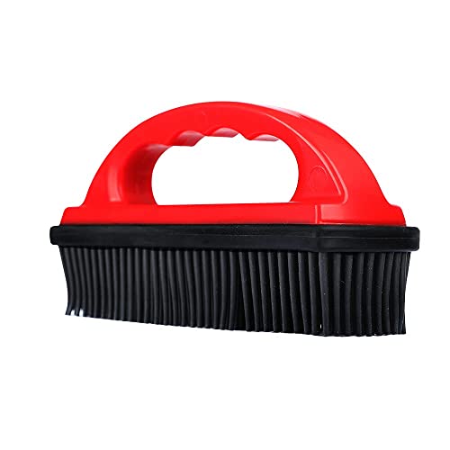 Rubber Brush Effortless Pet Hair & Lint Removal for Couches & Clothes Red