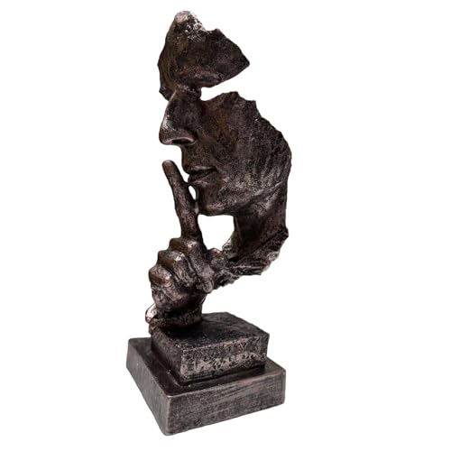 Silence is a Golden Statue Modern Mens Creative Office Home Room Decorations Sculpture Bookshelf Decorative 4.7 x 4.3 x 13.1in