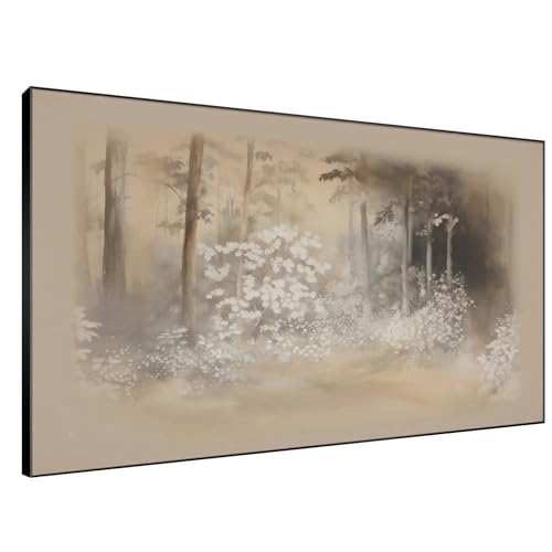 46"x72" Extra Large Framed Wall Art Misty Forest in Sepia Tones