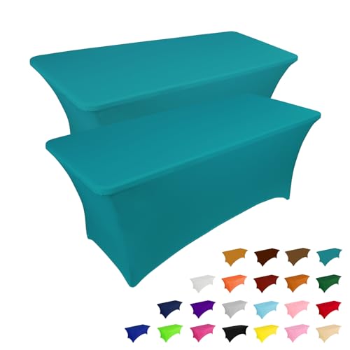 2 Pack 4FT Table Cloth for Rectangular Spandex Lake Blue Cover (2 Count)