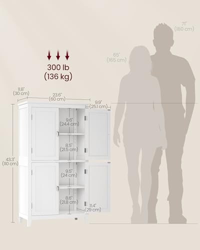 Bathroom Floor Storage Cabinet with 4 Doors