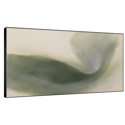 36"x60" Extra Large Framed Wall Art Abstract Green Swirl Soft Fluid Modern Illustration for Home Living Room Bedroom Decor