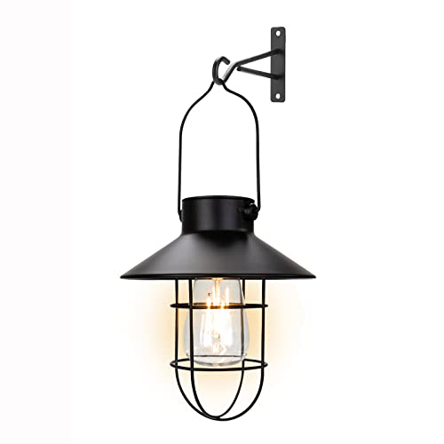Solar Lanterns Outdoor Metal Solar Powered Hanging Lights Waterproof for Wall Yard Garden Patio Garage Balcony Porch Fence Decor