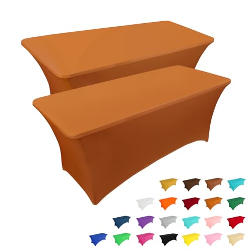 2 Pack 6FT Table Cloth for Rectangular Spandex Caramel Table Cover (2 Count)