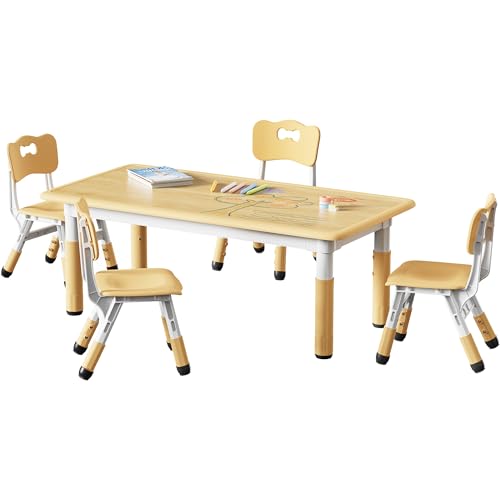 Height Adjustable Toddler Table and 4 Chairs Set