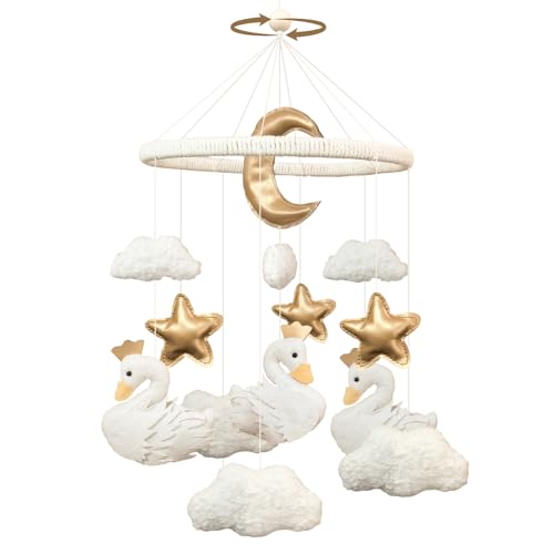 Swan Baby Crib Mobile Boho Nursery Decor for Boys and Girls