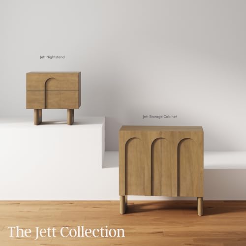 Jett Mid Century Modern Wood Credenza Storage Cabinet (2 Count)