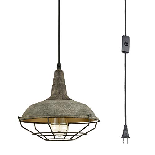 Farmhouse Plug in Pendant Light with 16 Feet Hanging Cord Hanging Lighting Fixture