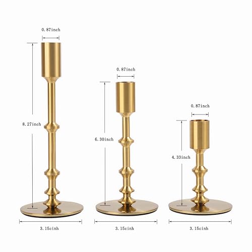 Gold Modern Candle Holders with a Brushed Metal Design (3 Count)