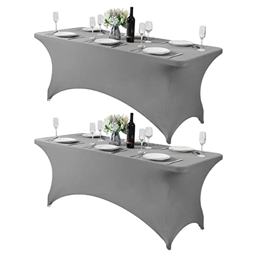 2Pack Spandex Table Cover for 6Ft or 4fT or 8ft Table Universal Fitted Stretch Tablecloth for Party (2 Count)