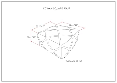 Cowan 20" Wide Square Pouf in Blue