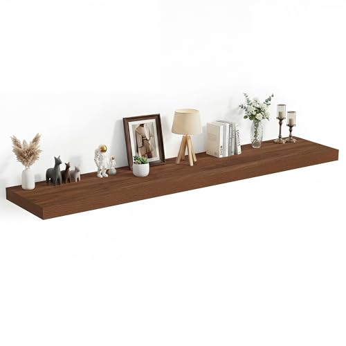 72 x 12 Deep Floating Shelves Wall Mounted Set of 1 Walnut