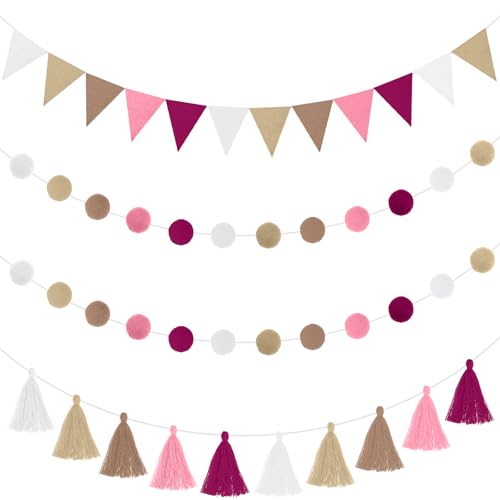 4 Pcs 9.8 ft Pom Pom Garland for Classroom Bulletin Board