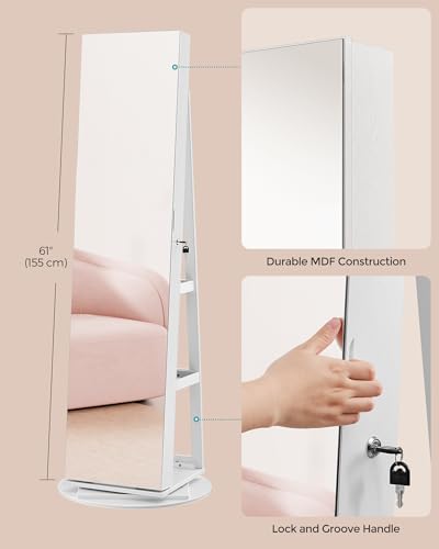 6 LEDs Mirror Jewelry Cabinet Organizer