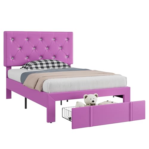 Twin Size Bed Frame with Storage Drawers
