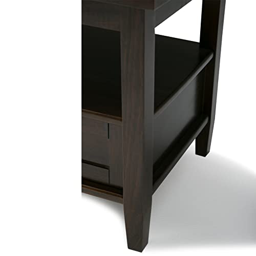 Warm Shaker 20" Wide Solid Wood End Table in Brunette Brown
