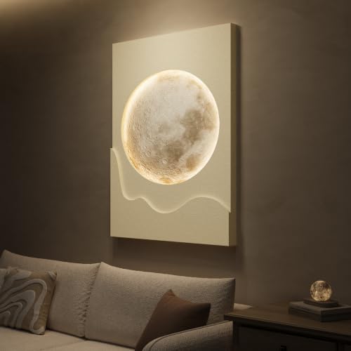 Large White 3D LED Moon Wall Art