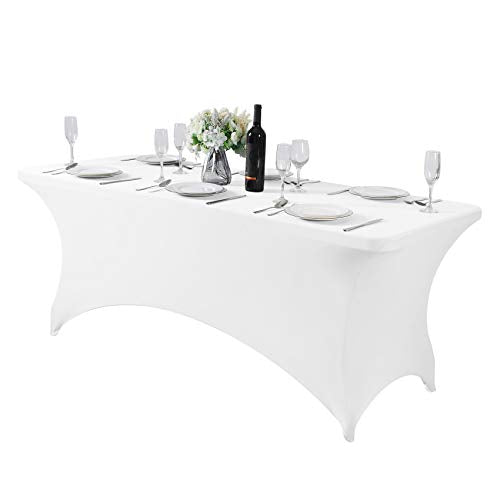 Spandex Table Cover for 6Ft or 4fT or 8ft Table Universal Fitted Stretch Tablecloth for Party