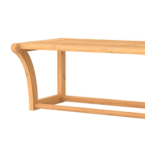 Bamboo Wall Shelf with Towel Bar