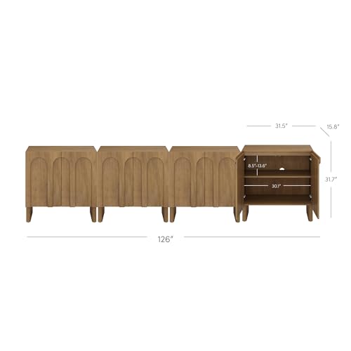 Jett Mid Century Modern Wood Credenza Storage Cabinet