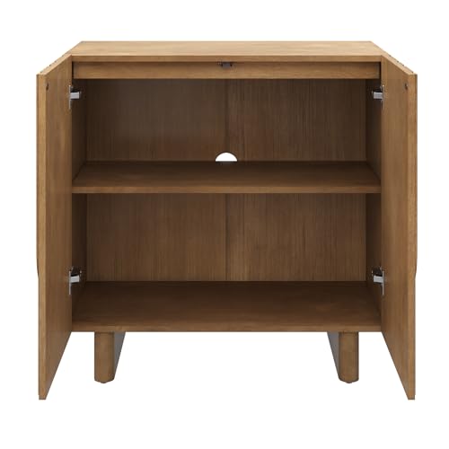 Kelly Mid Century Style Credenza with Geometric Carved Doors (3 Count)