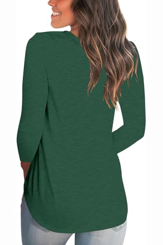 Merry Christmas Shirts for Women Xmas V Neck Tree Shirt Tee Top Long Sleeve Casual Graphic Print T Shirt Green M