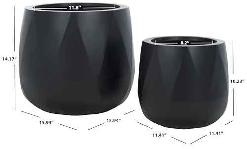 Outdoor Collection Kane Black Cement Ficonstone Planter Pot Set of 2 (2 Count)