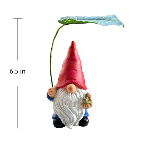 Garden Gnome Statue Decoration with Leaf Umbrella