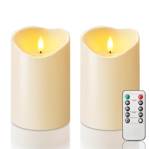 4"x6" Outdoor Waterproof Flameless Candles with Timers and Remote Control (2 Count)