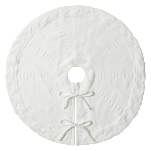 18" White Knitted Tree Skirt