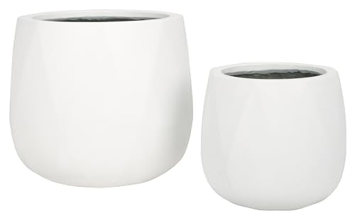 Outdoor Collection Kane White Cement Ficonstone Planter Pot Set of 2 (2 Count)