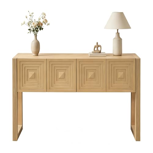 55" Carved Console Table with 3 Soft