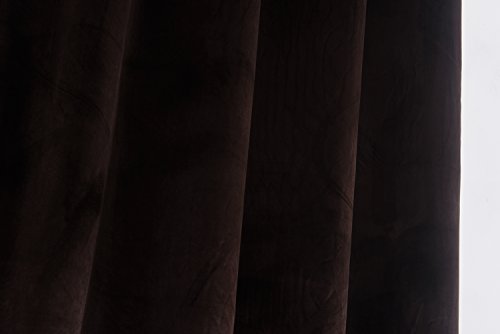 Luxury Velvet Blackout Curtains Panels with Grommet Draperies Eyelet 52Wx72L Inch Brown