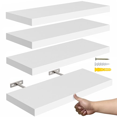 16’’White Floating Shelves for Wall Set of 4 (4 Count)